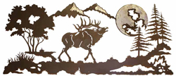 Bull Elk Burnished 57 inch Metal Wall Art